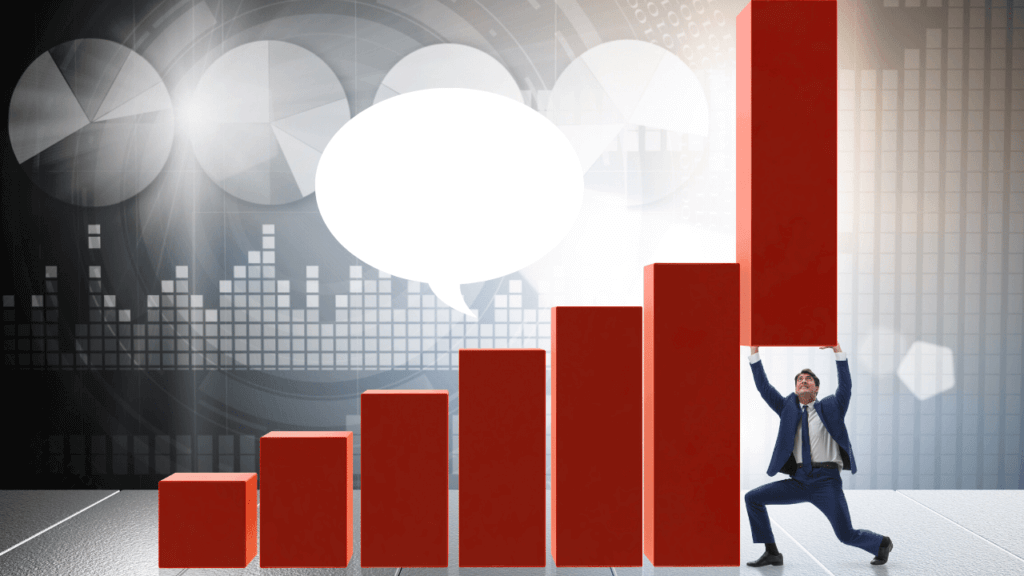 上昇するチャートを持ち上げる人