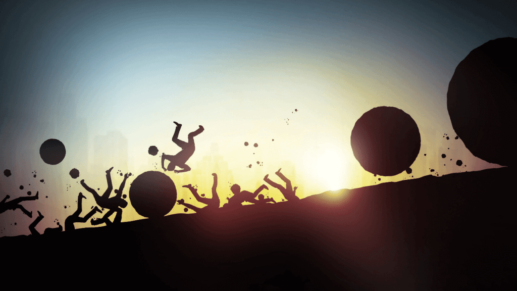 坂道を転げ落ちる投資失敗を連想させる画像