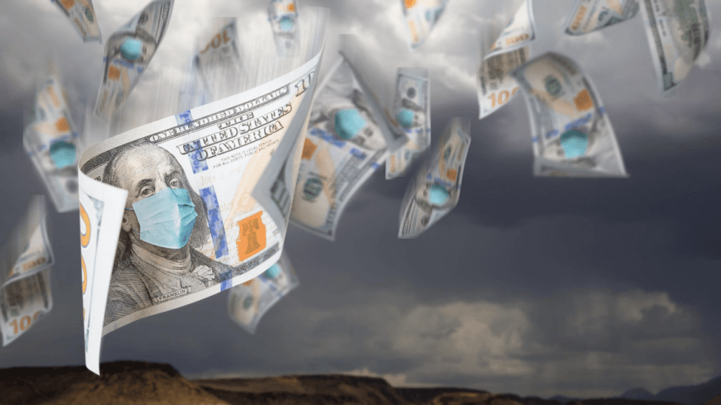 マスクをした100ドル札